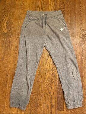 Nike Gray Track Joggers with White Swoosh